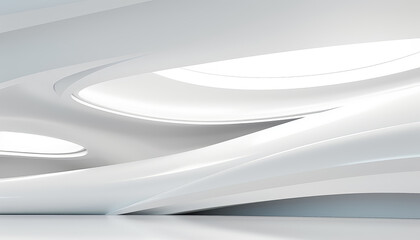 A large, empty room with a blue sky outside