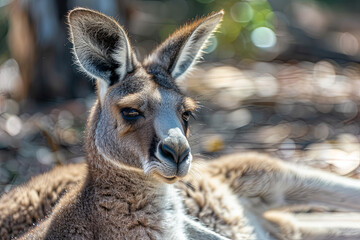 Obraz premium Close-up portrait of a beautiful kangaroo, showcasing the unique wildlife of Australia
