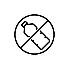 Do not use plastic outline icon. No plastic bottles symbol. Editable stroke. Isolated vector illustration 
