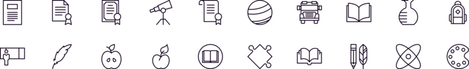 Education, school, university modern web icons for infographics. Simple linear illustration for apps, sites, infographics