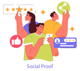 Influencer Marketing. Flat Vector Illustration