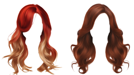 modern stylish hair wig isolated on white background 