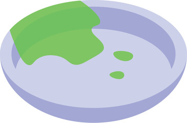 Laboratory petri dish containing green chemical substance being analyzed by a scientist for scientific experimentation