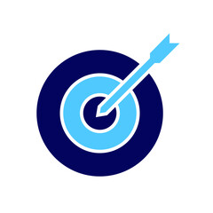 Marketing icon in flat style with blue color