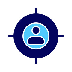 Marketing icon in flat style with blue color