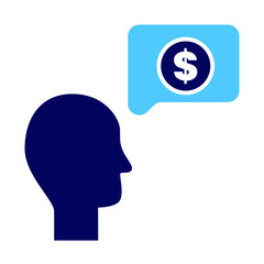 Marketing icon in flat style with blue color