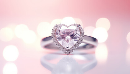 Fototapeta premium Heart-shaped diamond ring