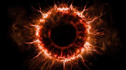 Explosive shockwave of energy with dynamic glow and futuristic effects. Vibrant cosmic burst features neon particles plasma and swirling waves, highlighting the power beauty of astronomical phenomena.