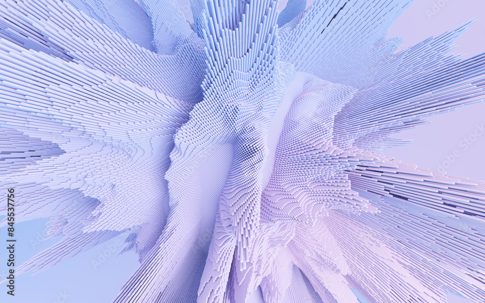 Fototapete 3d render of abstract deatailed shape. dynamic futuristic background.