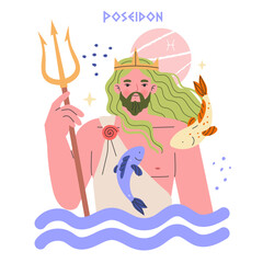 Ancient Greek Gods. Flat Vector Illustration