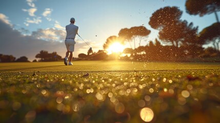 Golfer focusing intensely on a difficult shot, exemplifying determination and skill.