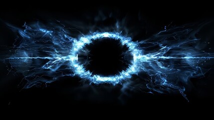 Powerful shockwave of energy with a burst and explosion of glowing particles. Dynamic waves and futuristic flow create a cosmic effect, capturing the essence of science, motion, and neon energy.