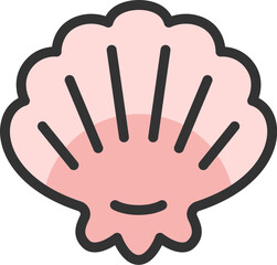 貝殻のアイコン（線画カラー）のイラスト