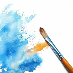 Fototapeta premium A high-resolution image of a single stationery item captured in isolation against a pristine white background The focus is on the detailed texture and intricate design of the watercolor medium used