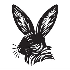 a beautiful rabbit head vector art illustration