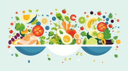 Colorful Infographic Illustrating DASH Diet for Balanced Meals and Effective Weight Management