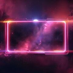 Obraz premium Futuristic Neon Lit Metallic Frame Design with Vibrant Lighting Effects and Cosmic Atmosphere