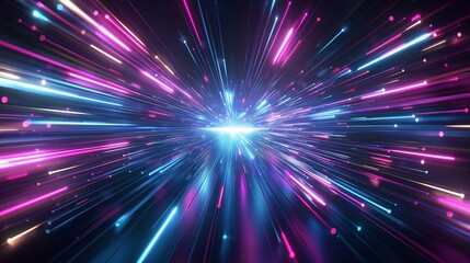 Vibrant Neon Light Burst with Dynamic Streaks