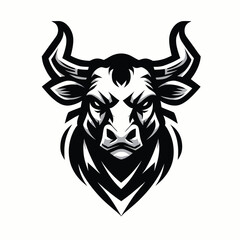 cartoon illustration of a fierce cow in black and white