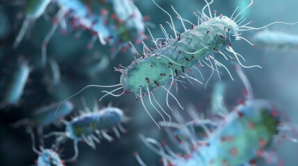 Fototapeta premium Nanorobots attack bacteria in cells. Biological robots are introduced into the affected cell