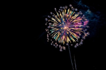 Experience the enchantment of a midnight fireworks display, as vibrant bursts of color illuminate the velvety night sky in honor of a special occasion.