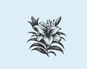 lily flower silhouette in vector Simple illustration