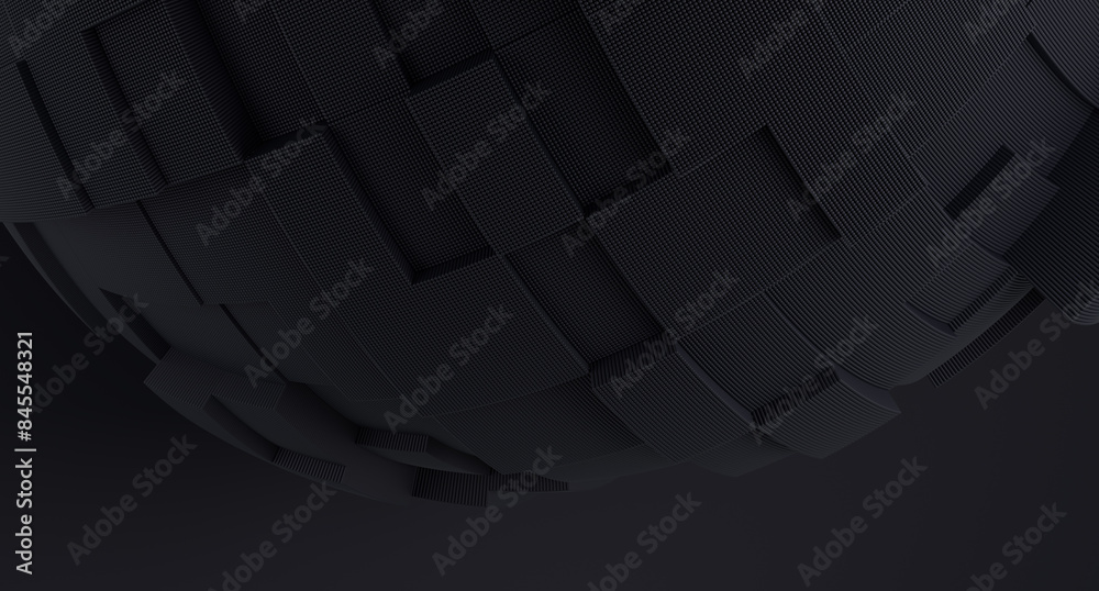 Poster 3d render of abstract round shape with blocks. Dynamic futuristic background.