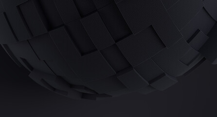 3d render of abstract round shape with blocks. Dynamic futuristic background.