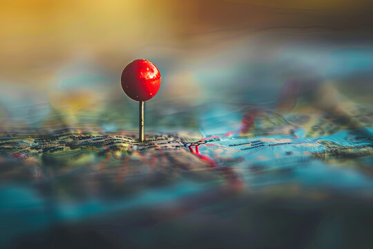 Red location pin pointing to a specific destination on a map, representing navigation, travel, and reaching goals