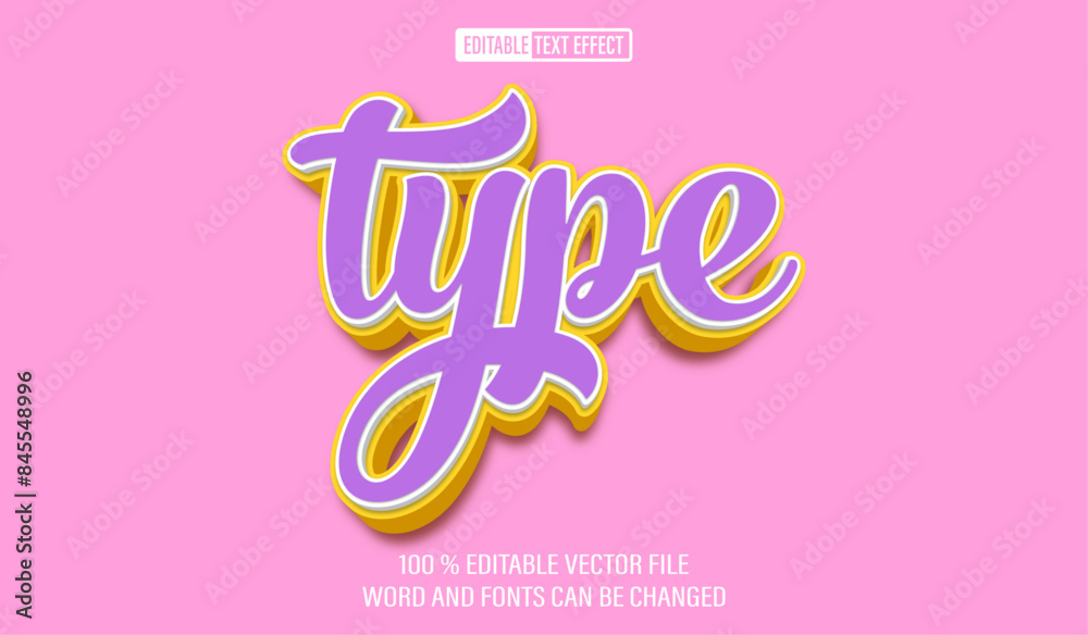 Poster editable 3d text style effect - type script caligraphy text effect template