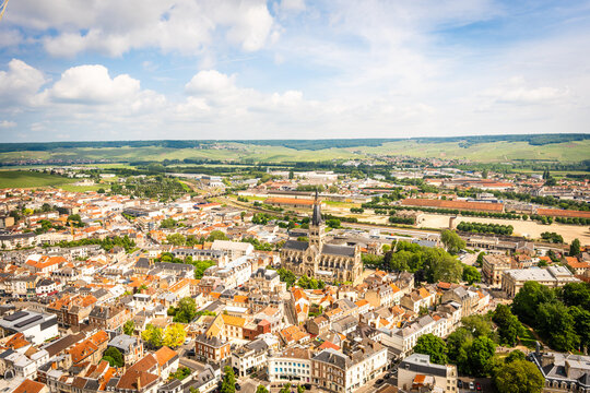 View over the town of &Eacute;pernay in France's Champagne region