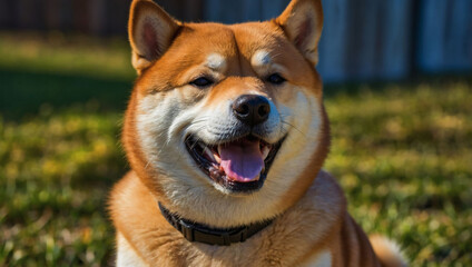 Smiling Shiba Inu.