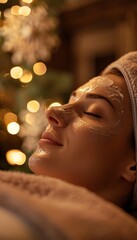 Winter Spa Treatment - Cozy Winter Peeling in Warmly Lit, Seasonal Decor Setting
