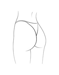 woman in bikini butt panties black and white drawing