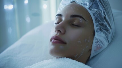 Cosmetologist Performing a Detoxifying Body Wrap Procedure in a Spa Setting for Skin Rejuvenation
