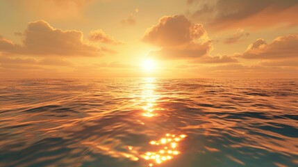 Obraz premium A tranquil and mysterious scene unfolds as the bright-colored waves gently caress the shore on a calm Monday afternoon, bathed in warm, natural light