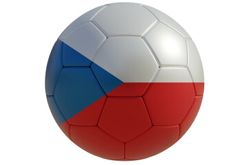 Obraz premium Football ball with Czechian flag isolated on white transparent. Soccer in Czechia