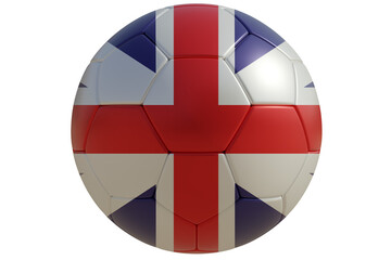 Obraz premium Football ball with English flag isolated on white transparent. Soccer in England 