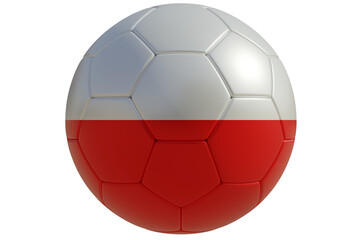 Obraz premium Football ball with polish flag isolated on white transparent. Soccer in Poland