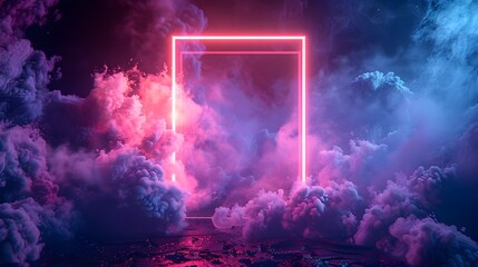 Holographic 3D Frame A Shimmering Futuristic Visual Feast of Isolated and Concepts