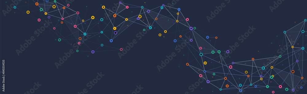Wall mural geometric connected background. connecting dots and lines. global network connection. banner templat