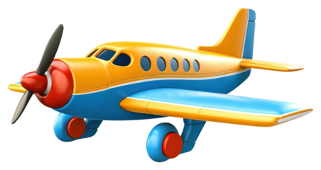 PNG 3d cartoon airplane propeller aircraft vehicle.
