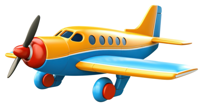PNG 3d cartoon airplane propeller aircraft vehicle.