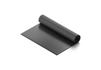 Blank black rolled yoga mat mockup, side view
