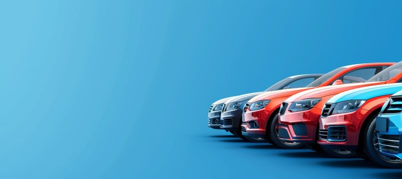 Colorful Car Rental Service Banner Highlighting Diverse Fleet and Special Deals with Copy Space