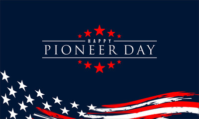 Happy Pioneer Day Stylish Text with US flag illustration Design