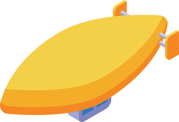 Yellow zeppelin dirigible flying in the sky