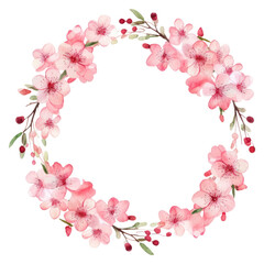 PNG Cherry blossom circle border flower wreath plant.