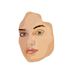 colorful abstract woman face icon illustration without background
