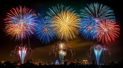 Fototapeta premium Patriotic Fireworks: A festive 4th of July fireworks show.
